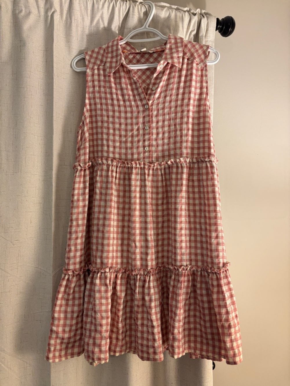 Umgee Pink Gingham Tiered Sleeveless Dress (Never Worn)
